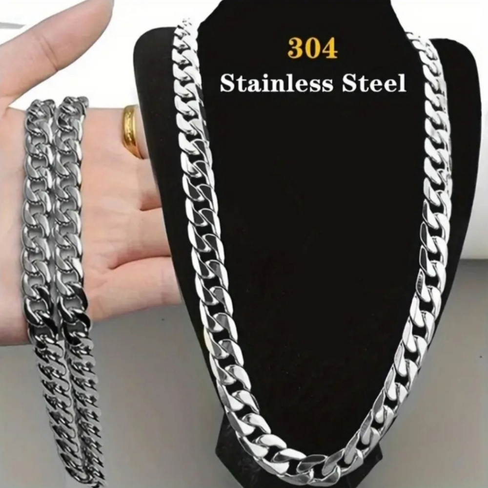 New! MEN'S 10mm Stainless Steel Cuban Link Chain.  30 Inches
